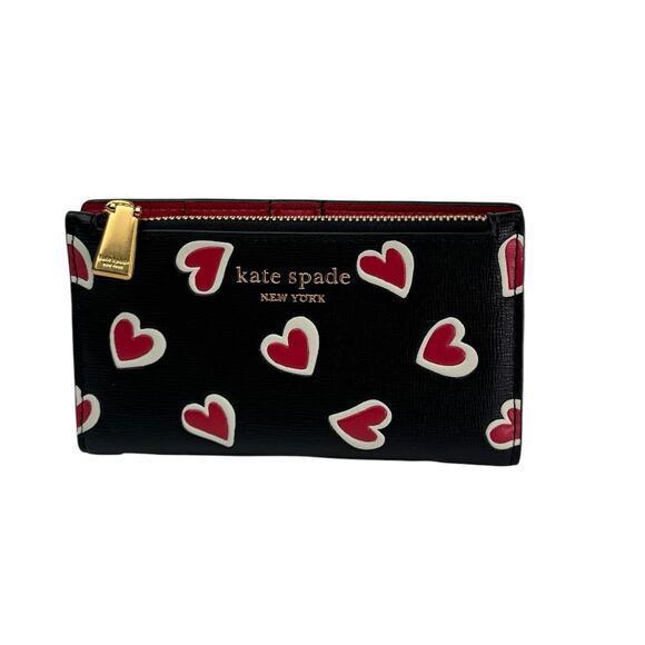 kate spade Handbags - Kate Spade Morgan Stencil Heart Leather Bifold Skinny Wallet Black